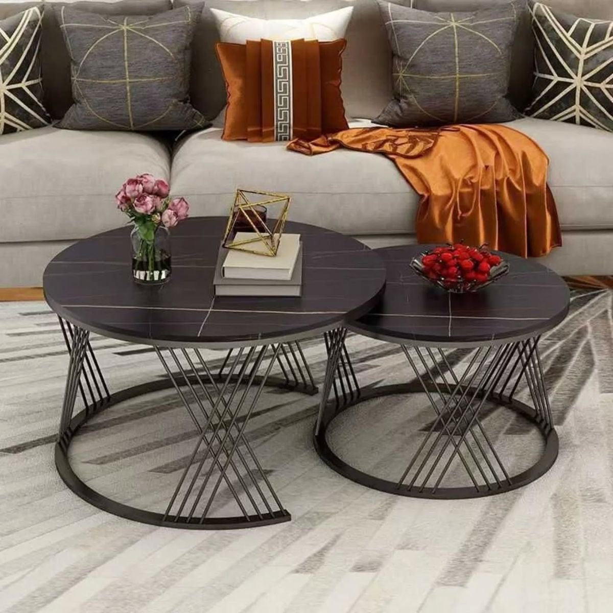 🔥-50% Table Basse Double en Marbre – Design Moderne 🖤🤍 | -50% de réduction ✨