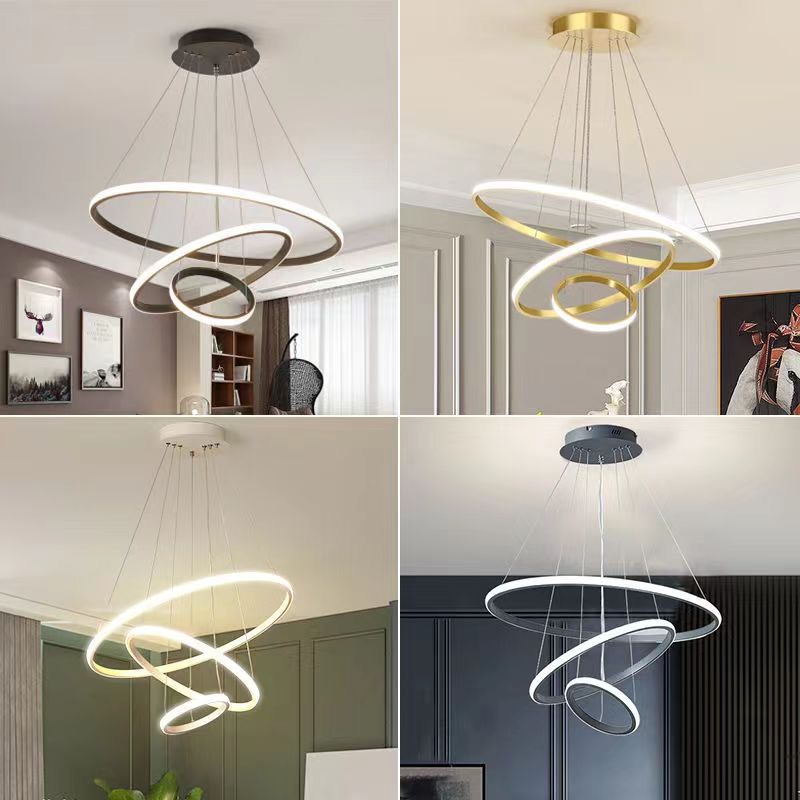 💡 Lustre LED Moderne en Anneaux – Design Élégant & Tendance ✨