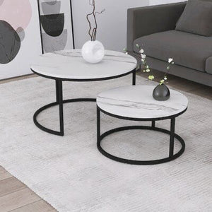 🖤 Table Basse Double en Marbre – Design Moderne & Élégant 🤍