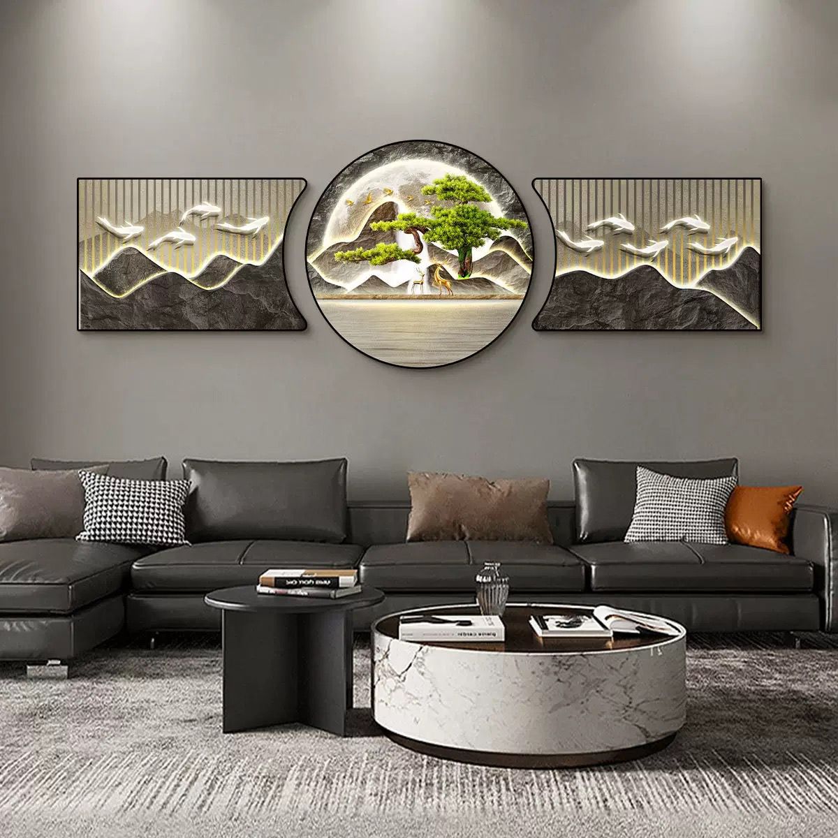 ✨ Tableau Décoratif Cristal XXL – 3 Pièces (40+60+40 cm) ✨